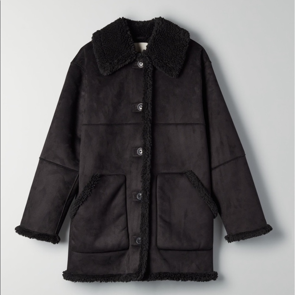 NWT Aritzia Catrina Sherpa Jacket - Black